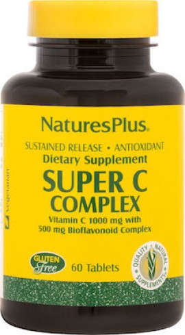 Natures Plus Super C Complex 1000mg Συμπλήρωμα Διατροφής με Βιταμίνη C για την Ενίσχυση του Ανοσοποιητικού 60tabs