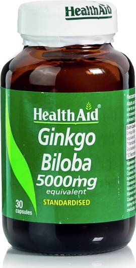 Health Aid - Ginkgo Biloba Συμπλήρωμα Διατροφής για την Ενίσχυση της Μνήμης + της Συγκέντρωσης 5000mg 30κάψουλες