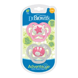 Dr. Browns Πιπίλες Advantage Νυκτός 2 τεμάχια, για Κορίτσι