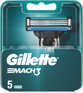 Gillette Mach3 Ανταλλακτικές Κεφαλές με 3 Λεπίδες και Λιπαντική Ταινία 5τμχ