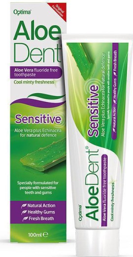 Optima AloeDent Sensitive Toothpaste Οδοντόκρεμα Aλόης Παρέχει Φυσική Προστασία για ευαίσθητα Ούλα και Δόντια 100ml