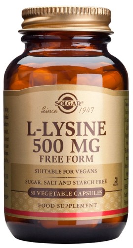 Solgar L-Lysine 500 mg Συμπλήρωμα Διατροφής L-Λυσίνης 50 Φυτικές Κάψουλες