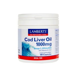 Lamberts Cod Liver Oil 1000mg Μουρουνέλαιο, Ωμέγα 3, 180 Caps