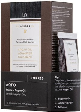 Korres Promo Argan Oil Advanced Colorant 1.0 Μαύρο Φυσικό 50ml & Μάσκα Argan Oil 40ml