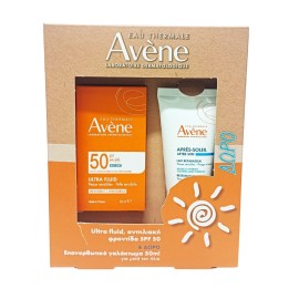 Avene Promo Ultra Fluid Invisible SPF50 Αντηλιακή Κρέμα Προσώπου, 50ml & Δώρο After Sun Επανορθωτικό Γαλάκτωμα 50ml