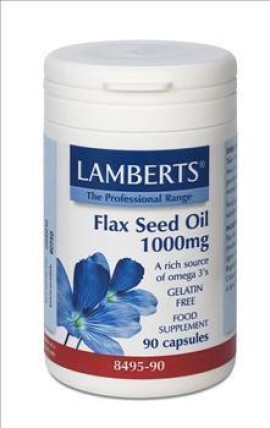 Lamberts Flax Seed Oil 1000mg,  Λάδι απο Λιναρόσπορο για την Υγεία του Καρδιαγγειακού Συστήματος και του Δέρματος, 90 Caps