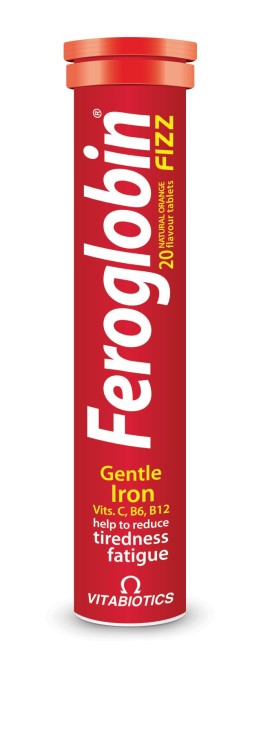 Vitabiotics Feroglobin Fizz Αναβράζων Συμπλήρωμα Σιδήρου & Φυλλικού Οξέως, 20 eff. tabs