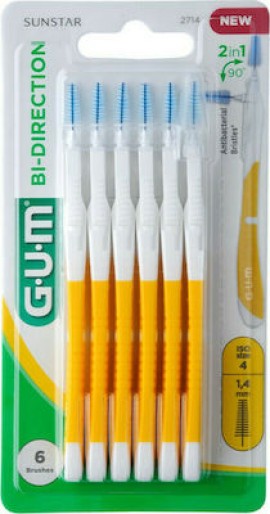 Gum Bi-Directional Ultra Fine 1.4 Μεσοδόντια βουρτσάκια για Αποτελεσματική Αφαίρεση της Πλάκας, 6 τεμάχια