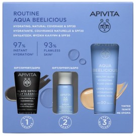 Apivita Aqua Beelicious Promo Pack με Λεπτόρρευστη Ενυδατική Κρέμα Προσώπου Ημέρας με Χρώμα SPF30 40ml & Δώρο Gel Καθαρισμού 15ml & Aqua Beelicious Booster 10ml