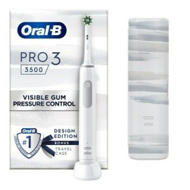 Oral-B Pro 3 3500 Ηλεκτρική Οδοντόβουρτσα με Αισθητήρα Πίεσης και Θήκη Ταξιδίου White Edition