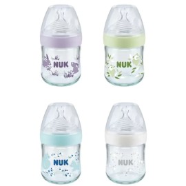 Nuk Nature Sense Even Softer Series Γυάλινο Μπιμπερό με Θηλή Σιλικόνης Μεγεθος S, 0-6m 120ml (10.747.112)(διάφορα χρώματα)