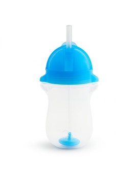 MUNCHKIN Tip & Sip Straw Cup Tall , Ποτήρι με Καλαμάκι & Βαρίδι που δε Χύνεται, Μπλε - 296ml