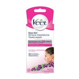 Veet Easy Gel Ταινίες Αποτρίχωσης Προσώπου για Κανονικές Επιδερμίδες 32 Ταινίες