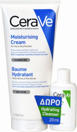 CeraVe Moisturising Cream Ενυδατική Κρέμα 177ml & Δώρο Hydrating Cleanser 20ml