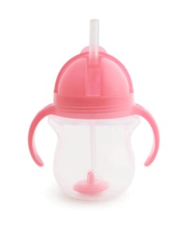 Munchkin Tip & Sip Straw Cup Εκπαιδευτικό Ποτήρι με Καλαμάκι Ροζ 6m+ 207ml