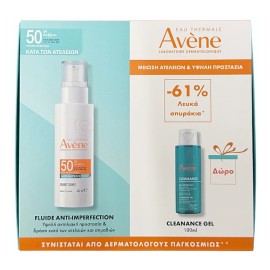 Avene Sun Care Fluid Anti-Imperfection SPF50 χωρίς Άρωμα 40ml & Cleanance Cleansing Gel 100ml