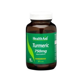 Health Aid Turmeric 750mg  Συμπλήρωμα Διατροφής με Κουρκουμίνη, Ισχυρό Αντιοξειδωτικό - Αντιφλεγμονώδες  60 Ταμπλέτες