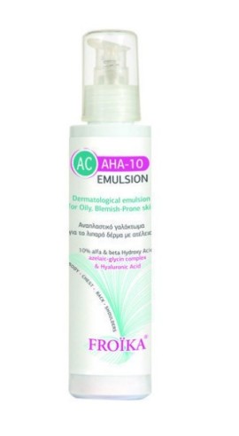 Froika - AHA-10 Emulsion, Αναπλαστικό Γαλάκτωμα για το Λιπαρό Δέρμα με Ατέλειες, 125ml