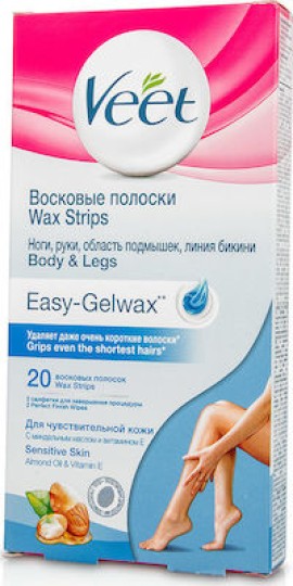 Veet Easy Gelwax Body & Legs Sensitive Skin Ταινίες Αποτρίχωσης για Ευαίσθητες Επιδερμίδες 20τμχ