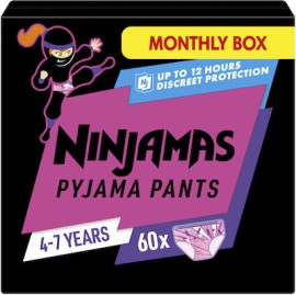 Pampers Ninjamas Girl Pyjama Pants 4-7 Χρονών Πάνες Βρακάκι Για Κορίτσι Για Τη Νύχτα Μέγεθος (17-30kg) 60τεμ