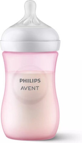 Philips Avent Natural Response Πλαστικό Μπιμπερό Ροζ Θηλή Σιλικόνης Ροή 3, 1m+ 260ml