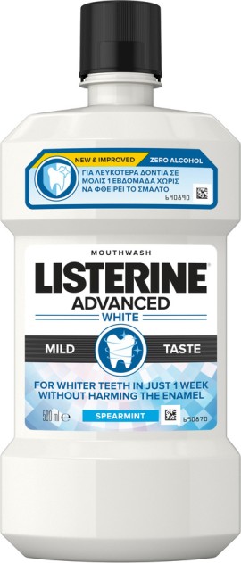 Listerine Advanced White Mild Taste Spearmint για Λεύκανση 500ml
