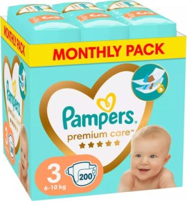 Pampers Premium Care Πάνες με Αυτοκόλλητο No. 3 για 6-10kg 200τμχ