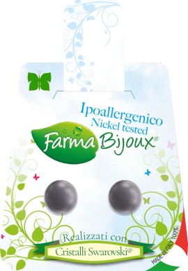 Farma Bijoux Perla 8mm Dark Grey Υποαλλεργικά Σκουλαρίκια [BEP8C92] 1 Ζευγάρι