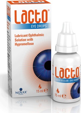 Novax Lacto Eye drops Οφθαλμικές Σταγόνες για Ξηροφθαλμία με Λακτοφερρίνη και Υπρομελλόζη, 15ml