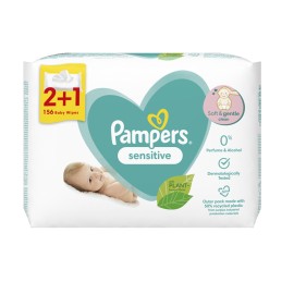 Pampers PROMO PACK 2+1 ΔΩΡΟ Wipes Sensitive, Μωρομάντηλα 3x3x52τμχ (156τμχ).