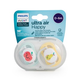 Philips Avent Ορθοδοντικές Πιπίλες Σιλικόνης για 0-6 μηνών με Θήκη Μήλο - Αχλάδι 2τμχ