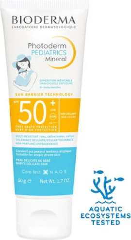Bioderma Αδιάβροχο Βρεφικό Αντηλιακό Γαλάκτωμα Photoderm Pediatrics Mineral SPF50+ 50ml