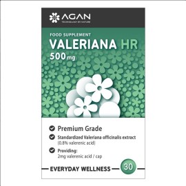 Agan Valeriana HR 500mg Συμπλήρωμα Διατροφής με Εκχύλισμα Βαλεριάνας Υψηλής Τιτλοδότησης 30 Φυτικές Κάψουλες