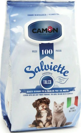 Camon Salviette Μαντηλάκια Σκύλου για Καθαρισμό Σώματος με Άρωμα Πούδρα 100τμχ