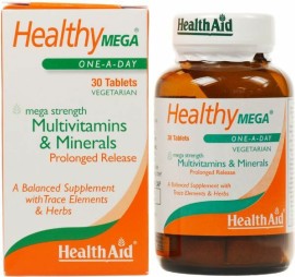 Health Aid - Healthy Mega Multivitamins + Minerals Πολυβιταμίνες + Μέταλλα 30vegan tabs