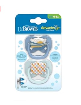 Dr Browns Πιπίλα Σιλικόνης Advantage Μπλε/Σιέλ για 0-6m 2τμχ