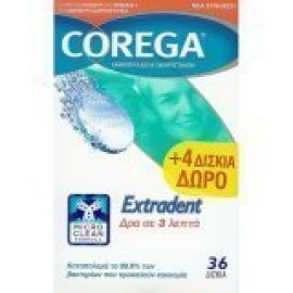 Corega Whitening 32 Δισκία για Οδοντοστοιχία + 4 Δισκία Δώρο