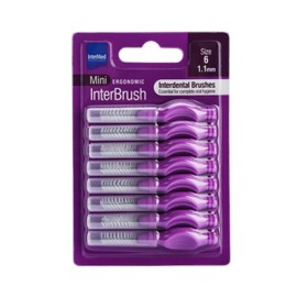Intermed Ergonomic Mini Μεσοδόντια Βουρτσάκια με Λαβή Size 6 - 1.1mm Μωβ 8τεμ