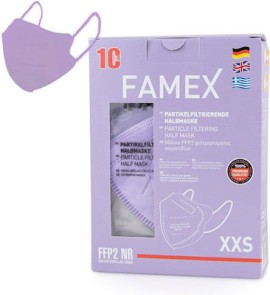 Famex Μάσκα Προστασίας FFP2 NR XXS για Παιδιά σε Λιλά χρώμα 10τμχ