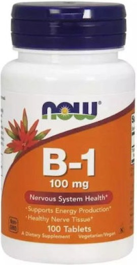 Now Foods Vitamin B1 100mg Συμπλήρωμα Θειαμίνης 100 Τabs