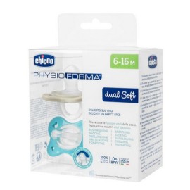 Chicco Physioforma Dual Soft Σετ Σιλικονούχες Πιπίλες 2 τμχ Για 6-16 Μηνών Μπεζ / Σιέλ