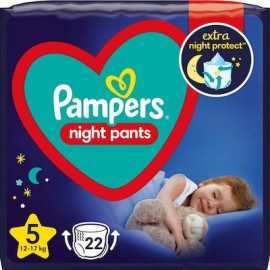 Pampers Night Pants No 5 Πάνες Βρακάκι Νυκτός Μέγεθος 5 (12kg-17kg), 22τεμ