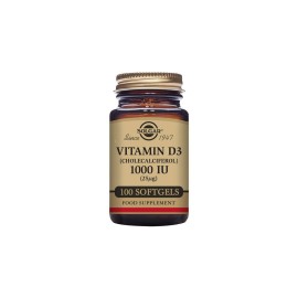 Solgar Vitamin D3 1000IU Συμπλήρωμα Διατροφής Βιταμίνης D 100 Μαλακές Κάψουλες