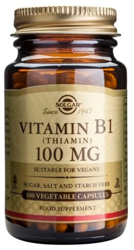 Solgar Vitamin B1 (Thiamin) 100mg Συμπλήρωμα Διατροφής Βιταμίνης B1 (Θειαμίνη ) 100 Φυτικές Κάψουλες