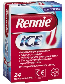 Bayer Rennie Ice Συμπλήρωμα Διατροφής Για Την Πέψη 24 Μασώμενα Δισκία Bayer