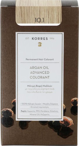 Korres Argan Oil Advanced Colorant 10.1 Ξανθό Πλατίνας Σαντρέ Μόνιμη Βαφή Μαλλιών με Τεχνολογία Pigment Lock που κλειδώνει το Χρώμα, 50ml