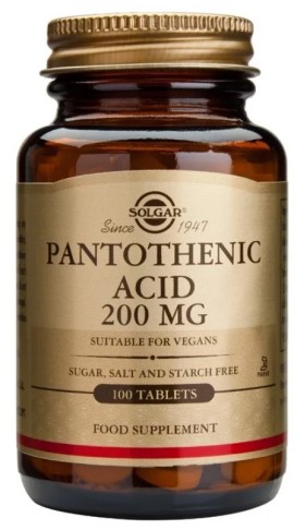 Solgar Pantothenic Acid (B5) 200mg (Βιταμίνη Β5),100 Ταμπλέτες