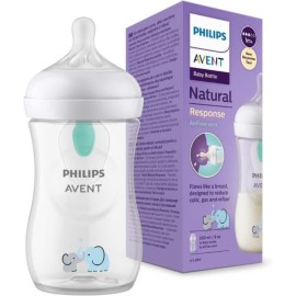 Philips Avent Πλαστικό Μπιμπερό Natural Response με Airfree Valve (Eλεφαντάκια)260ml 1m+