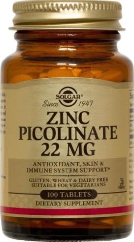 Solgar Zinc Picolinate  22mg 100 Ταμπλέτες