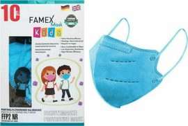 Famex Mask Kids Παιδικές Μάσκες Προστασίας Γαλάζιο FFP2 NR 10τμχ